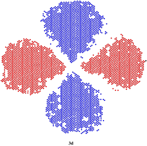 A pixielated shape like the leaves of a four-leaf clover. The four leaves have alternating colours:
blue, red, blue, red.